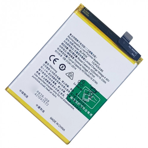 Batterie Li-polymère BLP839 pour OPPO F19 Pro+ 5G/Reno5 Z/A94 5G/A95 5G/Reno6 Z/Reno6 4G 4310 mAh SH8846372-04