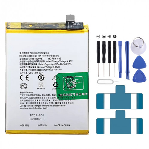 Remplacement de la batterie Li-polymère BLP757 4300 mAh pour Realme 6 / Realme 6s / Realme 6 Pro, Remarque importante : pour les batteries au lithium, seuls des moyens d'expédition sécurisés vers l'Union européenne SH8853344-05