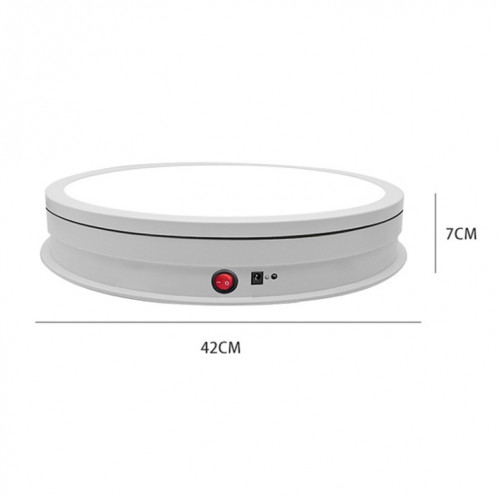 Platine tournante électrique de support d'affichage de lumière LED de 42cm, prise de courant: prise du Royaume-Uni (blanc) SH503B1334-07