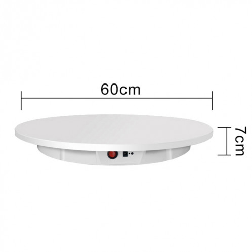 Support d'affichage rotatif de charge de 60 cm, plateau tournant de prise de vue vidéo, charge : 100 kg, prise d'alimentation : (blanc) SH602B1809-07