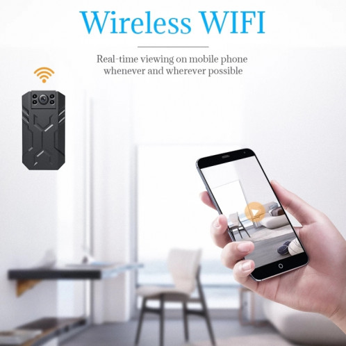 WD16 Mini caméra HD WiFi Enregistreur 180 degrés avec clip arrière (Noir) SH701A1955-07