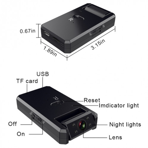 WD6-C Infrared Night Vision Mini HD WiFi Camera Enregistreur à 120 degrés SH29021050-08