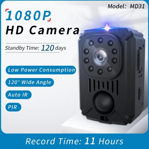 MD31 Mini 1080P HD Caméscope Night Vision PIR Motion Action Micro Caméra (Noir) SH101A877-08