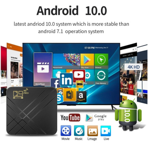 D9 PRO 2.4G/5G WIFI 4K HD Android TV Box, mémoire : 8 Go + 128 Go (prise UK) SH401D1191-07