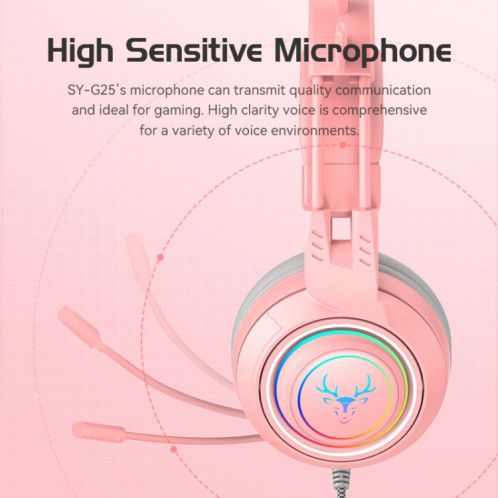 SOYTO SY-G25 Antlers RGB HD Microphone 3D Space Sound Casque de jeu filaire (Violet) SS401D1175-010