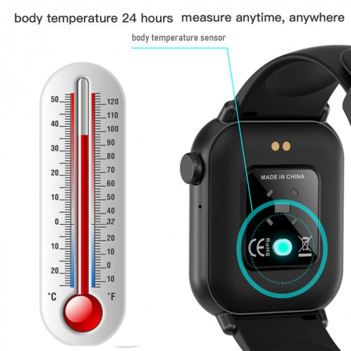 ZW27 1,81 pouces écran TFT montre intelligente prise en charge de la température corporelle/surveillance de la fréquence cardiaque (bleu) SH901B1461-07