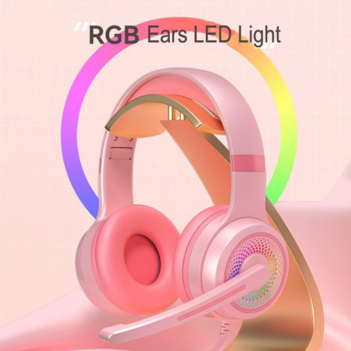 Y20 LED Casque de jeu filaire PC stéréo basse avec microphone (rose) SH501C575-07