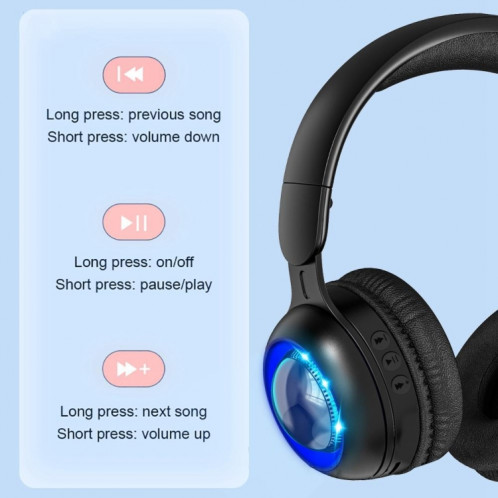 KE08 RVB Stéréo PC Casque Bluetooth Sans Fil avec Microphone (Bleu Foncé) SH801C121-07