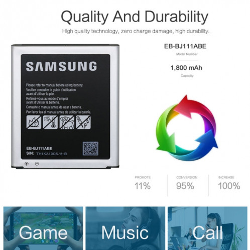 EB-BJ111ABE 1800mAh pour le remplacement de la batterie Li-polymère Samsung Galaxy J1 Ace SH38011514-05