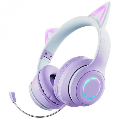 BT029C RGB Dual Modes Cat Ear Casque Bluetooth sans fil (Violet) SH001B841-06