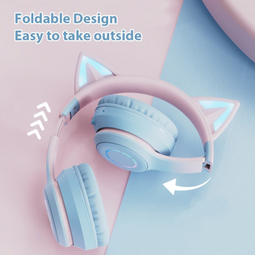BT029C RGB Dual Modes Cat Ear Casque Bluetooth sans fil (Violet) SH001B841-06