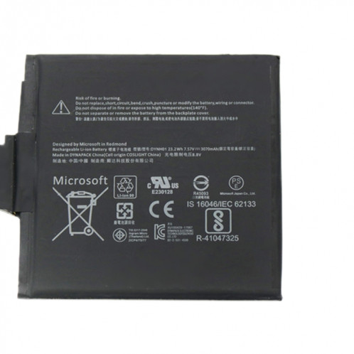 Remplacement de la batterie Li-polymère DYNH01 pour Microsoft Surface Book 2 15 pouces, Remarque importante : pour les batteries au lithium, seuls des moyens d'expédition sécurisés vers l'Union européenne (27 pays), SH6903886-05