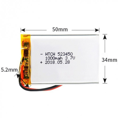 2 pièces de remplacement de batterie Li-polymère 523450 1000 mAh, Remarque importante : pour les batteries au lithium, seuls des moyens d'expédition sécurisés vers l'Union européenne (27 pays), le Royaume-Uni, SH66021005-04