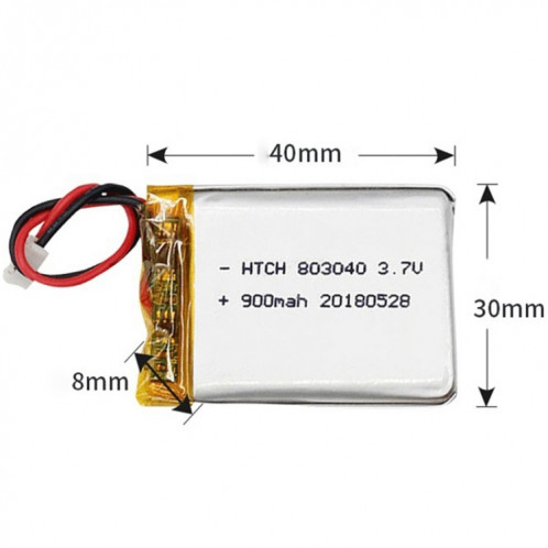 2 pièces de remplacement de batterie Li-polymère 803040 900 mAh, Remarque importante : pour les batteries au lithium, seuls des moyens d'expédition sécurisés vers l'Union européenne (27 pays), le Royaume-Uni, SH6605173-04