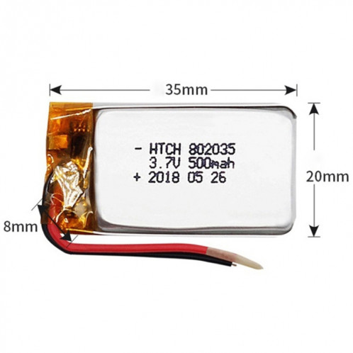 Remplacement de batterie Li-polymère 2 pièces 802035 500mAh SH6606354-04