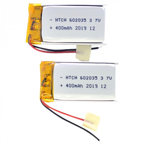 2 pièces de remplacement de batterie Li-polymère 602035 400 mAh, Remarque importante : pour les batteries au lithium, seuls des moyens d'expédition sécurisés vers l'Union européenne (27 pays), le Royaume-Uni, SH66071180-04