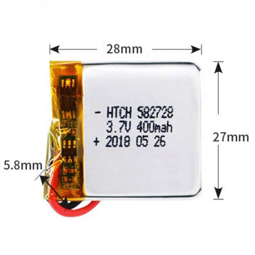 2 pièces de remplacement de batterie Li-polymère 582728 400 mAh, Remarque importante : pour les batteries au lithium, seuls des moyens d'expédition sécurisés vers l'Union européenne (27 pays), le Royaume-Uni, SH66081034-04