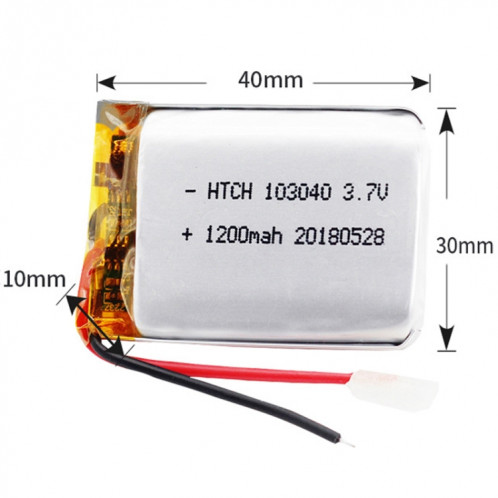 2 pièces de remplacement de batterie Li-polymère 103040 1200 mAh, Remarque importante : pour les batteries au lithium, seuls des moyens d'expédition sécurisés vers l'Union européenne (27 pays), le Royaume-Uni, SH66111972-04