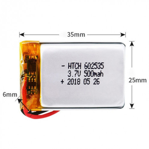 2 pièces de remplacement de batterie Li-polymère 602535, Remarque importante : pour les batteries au lithium, seuls des moyens d'expédition sécurisés vers l'Union européenne (27 pays), le Royaume-Uni, l'Australie, SH66121267-04