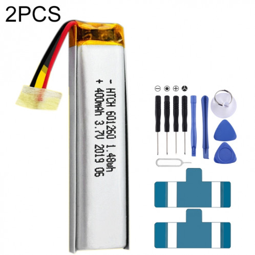 2 pièces de remplacement de batterie Li-polymère 601260 400 mAh, Remarque importante : pour les batteries au lithium, seuls des moyens d'expédition sécurisés vers l'Union européenne (27 pays), le Royaume-Uni, SH6613787-03