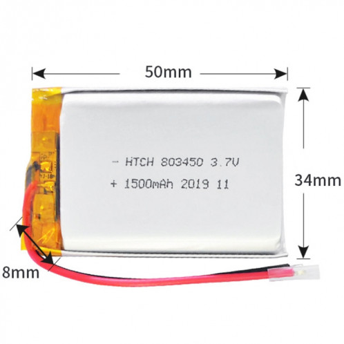 2 pièces de remplacement de batterie Li-polymère 803450 1500 mAh, Remarque importante : pour les batteries au lithium, seuls des moyens d'expédition sécurisés vers l'Union européenne (27 pays), le Royaume-Uni, SH6614606-04