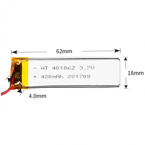 2 pièces de remplacement de batterie Li-polymère 401862 420 mAh, Remarque importante : pour les batteries au lithium, seuls des moyens d'expédition sécurisés vers l'Union européenne (27 pays), le Royaume-Uni, SH6616204-04