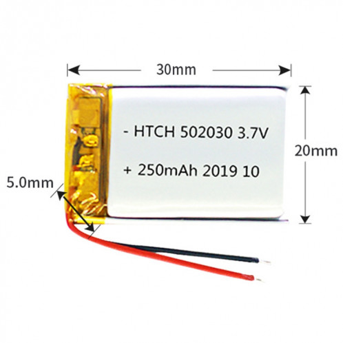 Remplacement de batterie Li-polymère 2 pièces 502030 250 mAh SH66171155-03