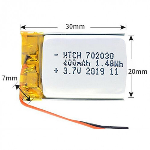 2 pièces 702030 400 mAh Li-Polymère Batterie de Remplacement SH6618452-03