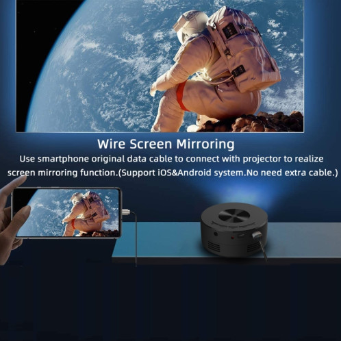 T200 1500LM 1920x1080P LED Mini Projector, UK Plug(Black) SH301B1049-08