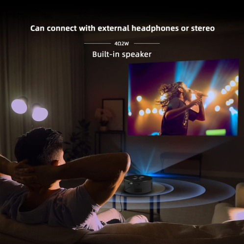 T200 1500LM 1920x1080P LED Mini Projector, UK Plug(Black) SH301B1049-08