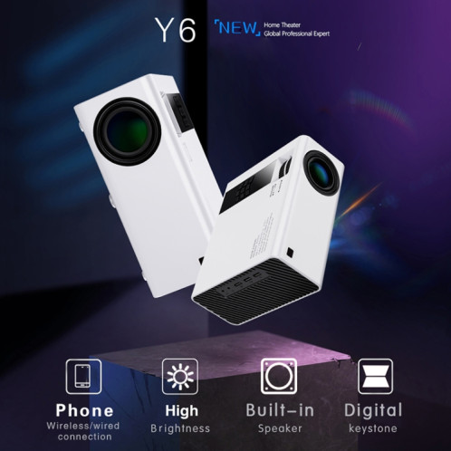 Y6 190ANSI 1024x600P Support de projecteur LED Miroir d'écran (Blanc) SH601A401-08