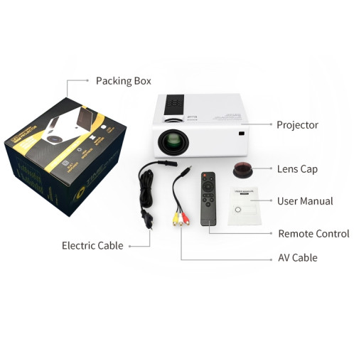 Y6 190ANSI 1024x600P Support de projecteur LED Miroir d'écran (Blanc) SH601A401-08