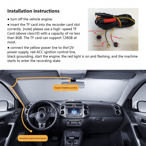 4K Dual Camera HD Night Vision WiFi Car Dash Cam Enregistreur de conduite SH0103544-09
