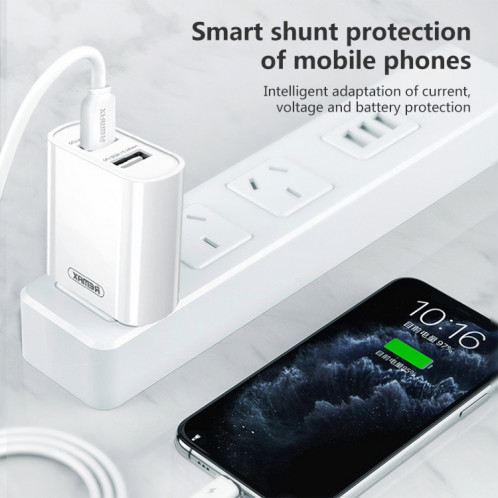 Chargeur double port USB REMAX Jane Series RP-U35 2.1A, spécification : (blanc) SR902A478-07