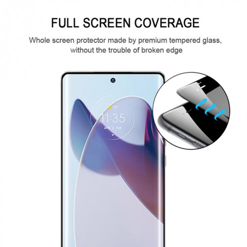 Film de verre trempé plein écran à bord incurvé 3D pour Motorola Moto X30 Pro SH97011100-07