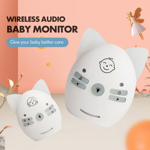 Moniteur audio sans fil pour bébé prenant en charge la surveillance vocale + interphone + veilleuse sans batterie, type de prise : prise UE (blanche) SH603A1702-08