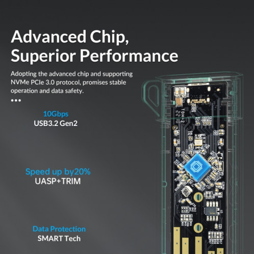 ORICO MM2C3-G2-GR USB3.1 Gen2 Type-C 10Gbps M.2 NVMe SSD Boîtier (Vert) SO301B1663-08