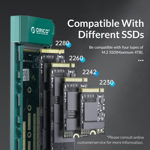 ORICO MM2C3-G2-GR USB3.1 Gen2 Type-C 10Gbps M.2 NVMe SSD Boîtier (Vert) SO301B1663-08