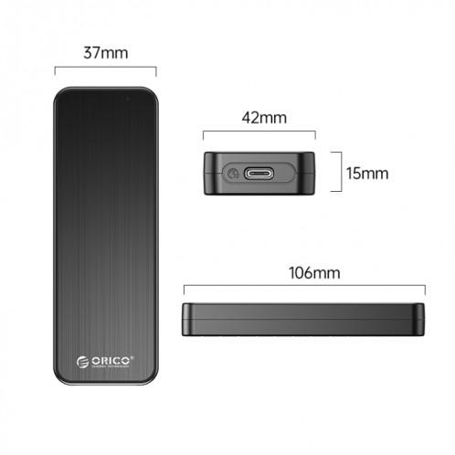 ORICO HM2C3-BK USB3.1 Gen1 Type-C 6Gbps M.2 SATA SSD Boîtier (Noir) SO401A1462-08