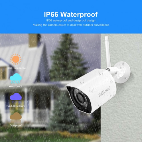 SriHome SH034 5.0MP Mini Dual 2.4 / 5G WiFi Extérieur IP66 Surveillance vidéo étanche Couleur Vision nocturne Sécurité CCTV Cam, Type de prise: Prise UE (Blanc) SH502A1496-015