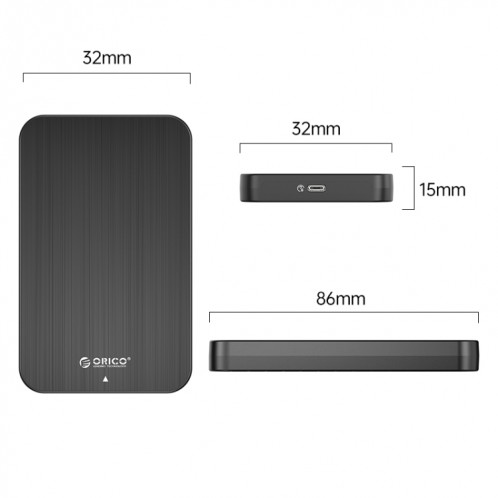 ORICO HM25C3 Boîtier de disque dur USB3.1 Gen1 Type-C 2,5 pouces, prise : (noir) SO901A1379-08
