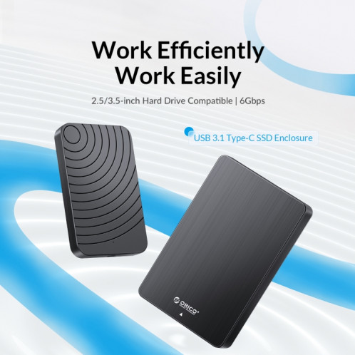 ORICO HM25C3 Boîtier de disque dur USB3.1 Gen1 Type-C 2,5 pouces, prise : (noir) SO901A1379-08