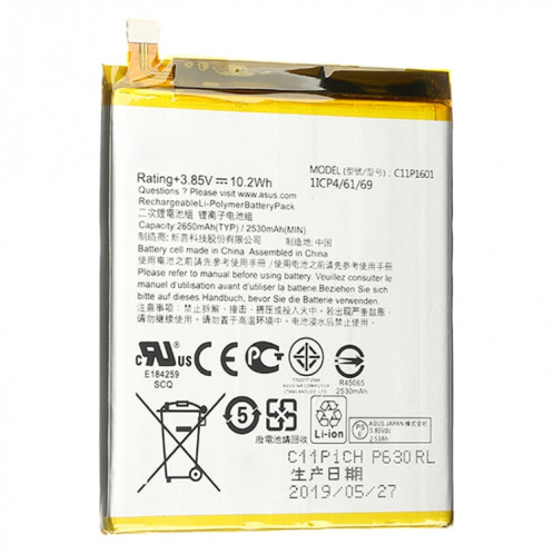 C11P1601 2650 mAh pour le remplacement de la batterie Li-polymère ASUS Zenfone 3 SH9512950-04