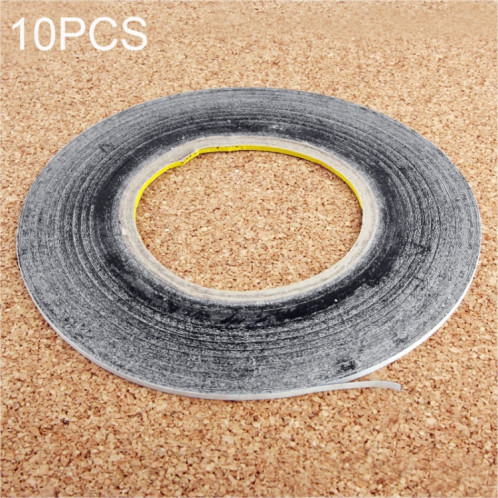 Lot de 10 rubans adhésifs double face 1 mm pour réparation d'écran tactile de téléphone, longueur : 50 m (noir) SH201A440-04
