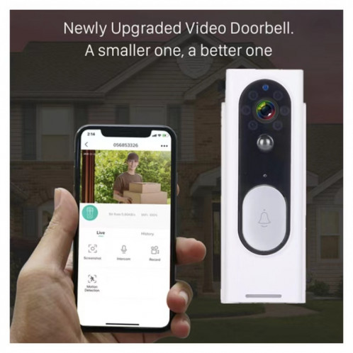 La sonnette vidéo intelligente sans fil M13 prend en charge la voix bidirectionnelle, la vision nocturne infrarouge, la détection de mouvement (noir) SH201A1502-06