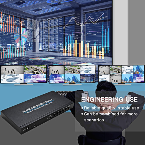 NK-818 HDMI 8x1 Multi-Viewer prend en charge le commutateur sans couture 1080P, prise US SH63501616-07