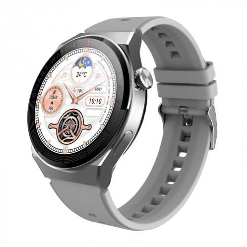 Montre intelligente GW69 Plus, prise en charge des appels BT / fréquence cardiaque / pression artérielle / oxygène sanguin (argent + bracelet en silicone gris) SH701B1313-011