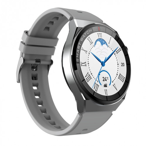 Montre intelligente GW69 Plus, prise en charge des appels BT / fréquence cardiaque / pression artérielle / oxygène sanguin (argent + bracelet en silicone gris) SH701B1313-011