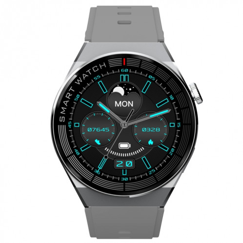 Montre intelligente GW69 Plus, prise en charge des appels BT / fréquence cardiaque / pression artérielle / oxygène sanguin (argent + bracelet en silicone gris) SH701B1313-011