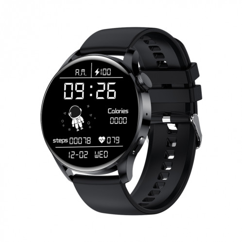 Montre intelligente GW69, prise en charge des appels BT/fréquence cardiaque/pression artérielle/oxygène sanguin (noir + bracelet en silicone noir) SH901C1050-019